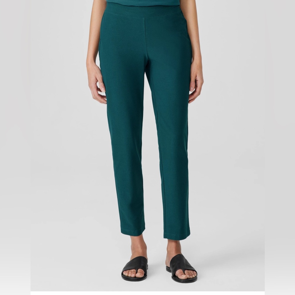 Eileen Fisher washable crepe pine green ankle M